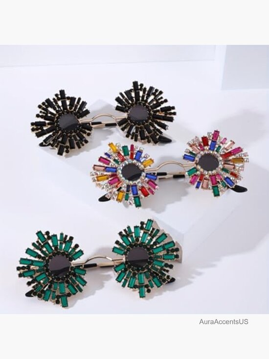 Mixed Color Rhinestone Decorative Party Sunglasses Y2K Fun